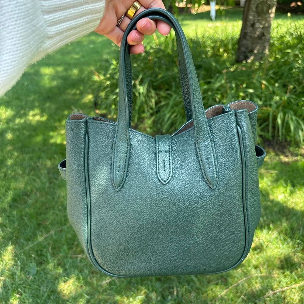 Polo Ralph Lauren Polo ID Leather Small Tote with Crossbody strap green - Picture 2 of 8